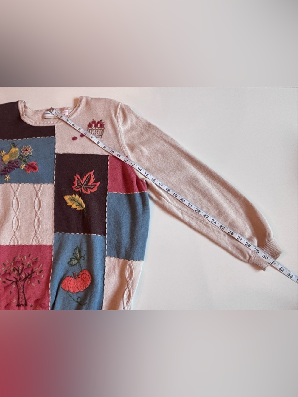 Alfred Dunner Multicolor Patchwork Crewneck Sweater, Fall themed. Women’s 3X - Picture 7 of 16